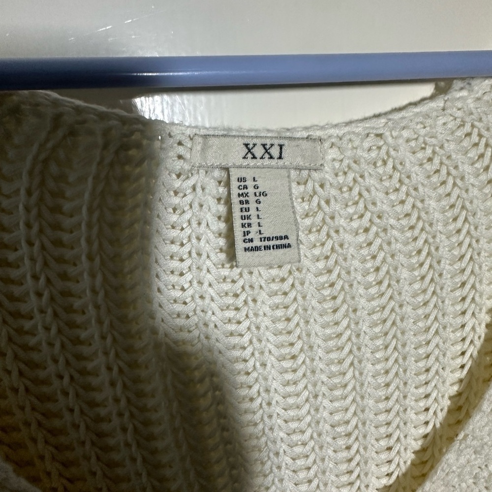 Forever 21 Ivory Knit V-Neck Sweater - Picture 3 of 7